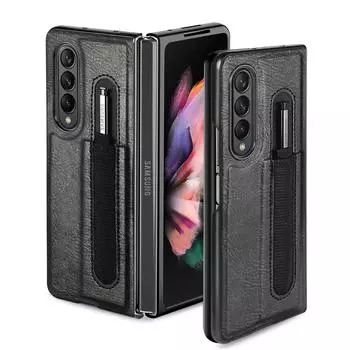 Кожаный чехол премиум-класса для Samsung Galaxy Z Fold 4, тонкий дизайн с держателем для ручек, противоударный чехол для Galaxy Z Fold 3 For Galaxy Z Fold 4 красный