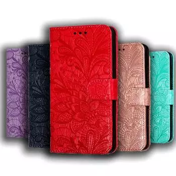 Кожаный чехол с 3D тиснением и цветочным принтом для Xiaomi Mi 13T Redmi Note 12 13 11 11S 10S 10 Pro 9 9S 8T Redmi 13C 12C 10C 9T 9AT 8 9C NFC Poco C65 F5 X5 X3 Pro Redmi 9T красный