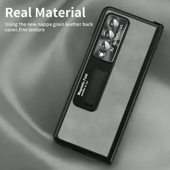 Кожаный чехол с противоударным передним стеклом и пленкой для Samsung Galaxy Z Fold 4 Fold4 Fold3 Fold 3 Zfold4, чехол для телефона с подставкой for Samsung Z Fold 4 чёрный
