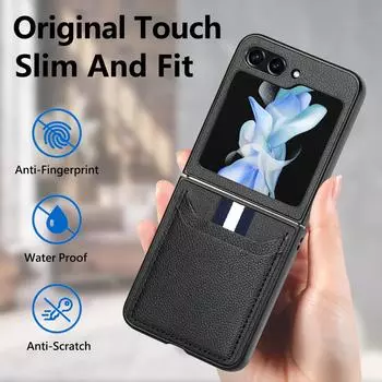Кожаный чехол с защитой от пота для Samsung Galaxy Z Flip6 5G Flip5 Flip 6 5 Flip4 Flip3 Flip 4 3 Противоударные аксессуары для телефонов for Samsung Z Flip 6 чёрный