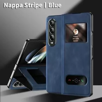 Кожаный чехол с защитой от пота и полной защитой для Samsung Galaxy Z Fold 4 5g Fold4 Fold3 Fold 3, чехол для мобильного телефона Samsung Fold4 for Samsung Z Fold 3 синий