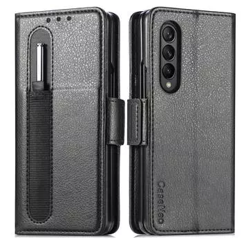 Кожаный чехол-сумка с отделением для карт для Samsung Galaxy Z Fold 4 5g Fold3 Fold4 Fold 3 S, чехол-держатель для ручки для Samsung Z Fold4, чехлы for samsung z fold 3 розового золота