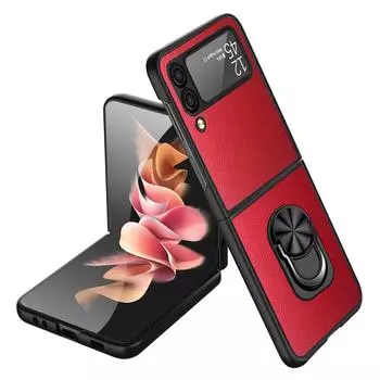 Кожаный деловой чехол с подставкой для Samsung Galaxy Z Flip 4 5g Flip4 Flip3 Flip 3 Zflip4, противоударный чехол для Samsung Flip4 for Samsung Z Flip 3 серый