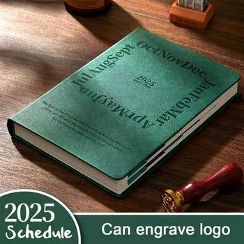 Кожаный деловой план на 2025 год формата А5, ежедневник для студентов, дневник учета на 365 дней, блокнот, заметки, 202 листа, 404 страницы A5