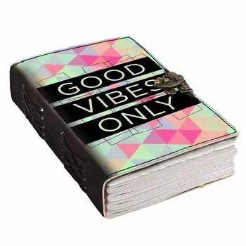 Кожаный дневник Good Vibes только с печатными пустыми страницами, дневник для личного и офисного использования, пустой дневник-планировщик (7 х 5 дюймов) 7 x 5 in