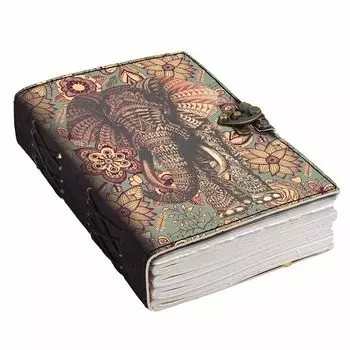 Кожаный дневник с портретом слона. Дневник с пустыми страницами. Дневник для личного и офисного использования. (7 х 5 дюймов) (7 x 5 Inch)