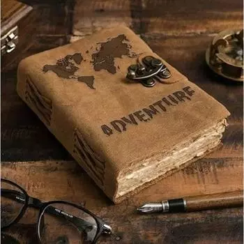 Кожаный дневник с пряжкой и замком, винтажный дневник со старыми страницами для офиса, личного использования 7 x 5 in коричневый