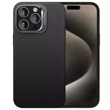 Кожаный магнитный чехол для телефона Magsafe с подставкой для iPhone 15 14 Pro Max 15Pro 15Plus противоударный чехол со скрытым кронштейном iphone 14 чёрный