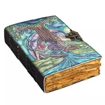 Кожаный печатный дневник Spirit Weavers, винтажный дневник со старыми страницами для офиса и личного использования (7 х 5 дюймов) 7 x 5 in