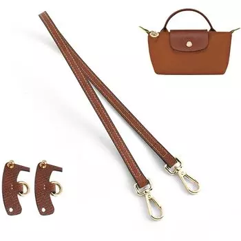 Кожаный ремень для сумки через плечо, сменный, подходит для Le Pliage Mini Brown [jiesinlov] Ремешок, (Короткие и золотые)