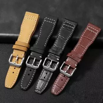 Кожаный ремешок для часов IWC IW326201 / IW377701 Big Pilot Series мужской черный коричневый желтый ремешок из натуральной кожи 22 22mm