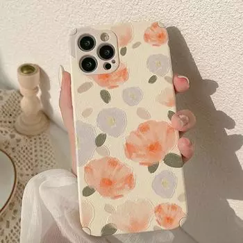 Кожаный силиконовый чехол с рисунком цветка для Iphone X Xr Xs Max 7 8 Plus Se 2020 12 11 13 Pro Max Mini Ins, противоударный чехол For iphone 12mini