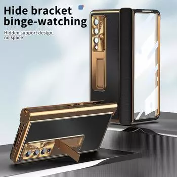 Кожаный складной чехол с держателем S-ручки для Samsung Galaxy Z Fold 4 Fold4 Fold3 Fold 3, защитная пленка из закаленного стекла for Samsung Z Fold 3