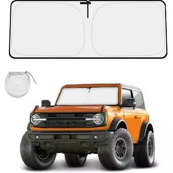 Козырек лобового стекла, совместимый с Ford Bronco 2023 2022 2021, складной солнцезащитный козырек с блоками защиты от ультрафиолетового излучения, подходит для двойной двери Wild Horse, 4 двери Bronco