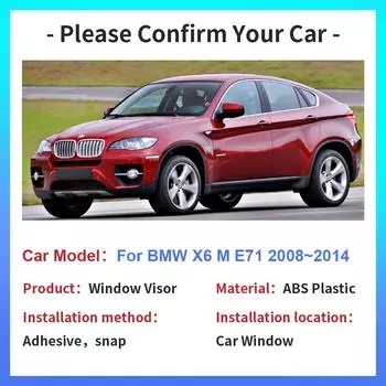 Козырек на окно для BMW X6 M E71 Hybrid E72 2008~2014 Боковая вентиляционная крышка дымохода Навесы Укрытия для автомобиля Солнцезащитный козырек от дождя Внешние аксессуары прозрачный
