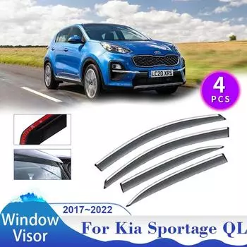 Козырек на окно для Kia Sportage QL 2017~2024, автомобильный дефлектор, дымовой козырек, боковой солнцезащитный козырек, дефлектор, тент, укрытие, внешние аксессуары прозрачный