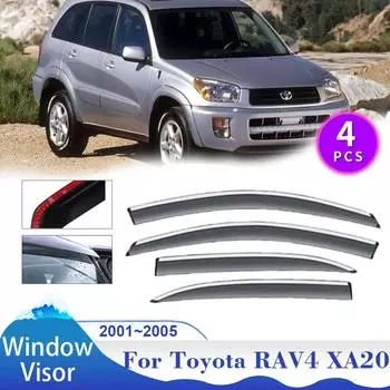 Козырек на окно для Toyota RAV4 XA20 2001~2005 5-дверный солнцезащитный козырек, дефлектор, боковой дефлектор автомобиля, дымовой козырек, навес, аксессуары прозрачный