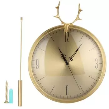 KR83002E Маленькие маятниковые часы с рогами из латуни, настенные часы для офиса, спальни
