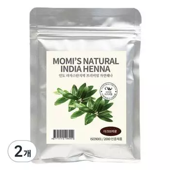 Краситель для волос на основе хны Momis Natural India 100 г, темно-коричневый, 2 шт.