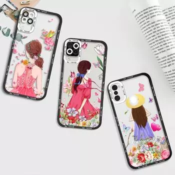 Красивый чехол для девочек на заднюю панель для Samsung Galaxy A72 S22 Plus Ultra A52 A52s A53 5g A71 A11 A12 A21s A32 4g прозрачный Capinha For Samsung S22