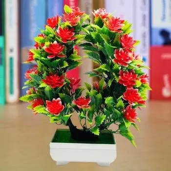 Красивый искусственный бонсай, яркий, 5 цветов, устойчивый к ультрафиолетовому излучению красный