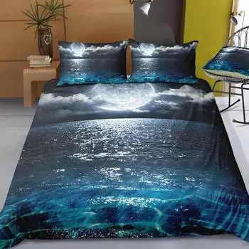 Красивый комплект постельного белья Ocean с 3D-цифровой печатью Beach Coconut Grove, пододеяльник, летняя спальня, стеганое одеяло, наволочка US Twin(172x218cm)