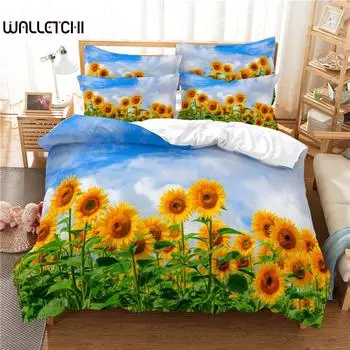 Красивый комплект постельного белья SunFlower, комплект пододеяльников, комплект постельного белья с 3D-печатью, комплект постельного белья размера Queen, модный дизайн EU single(135x200cm)
