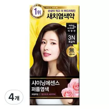 Краска для волос Mise-en-scne Shining Essence для седых волос, 3N темно-коричневый, 4 шт.