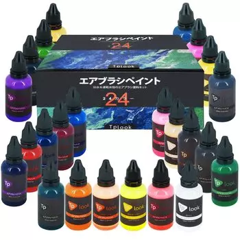 Краски для аэрографии Tplook, 24 цвета, набор акриловых красок для аэрографии, непрозрачные неоновые цвета, разбавление не требуется, на водной основе, водостойкие, быстросохнущие, для