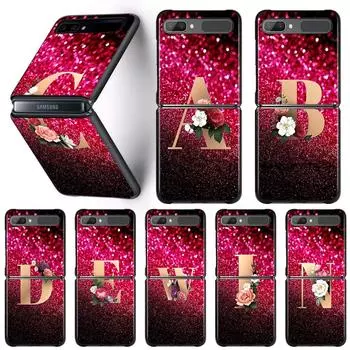 Красный чехол для телефона в стиле ретро с буквами A-Z для Samsung Galaxy Z Flip3 5g, чехол для Samsung Z Flip Capa, черный твердый корпус, Fundas For Samsung Z Flip