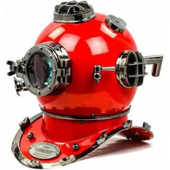 Красный старинный шлем для дайвинга ВМС США - Mark V Deep SCA Scuba Divers Helmet - Christmas Red
