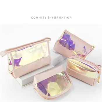Красочная голографическая женская косметичка Tpu Clear Beauty Organizer Makeup Bag
