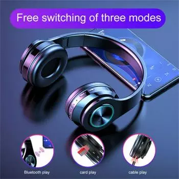 Красочная лампа с шумоподавлением и микрофоном, светодиодная подсветка, Bluetooth, беспроводные наушники, игровая гарнитура