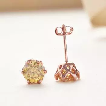 Красочные серьги с муассанитом, 1 карат, серебро S925, 18-каратное покрытие, сверкающие серьги-гвоздики, ювелирные изделия, сертифицированный GRA драгоценный камень для женщин и мужчин 0.5CTX2PCS жёлтый
