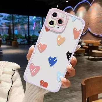 Красочный чехол для телефона с сердечком для iPhone 13, чехол для iPhone 14 11 12 15 Pro Max Mini XS X XR 7 8 Plus SE SE3, противоударный мягкий чехол For iPhone 13