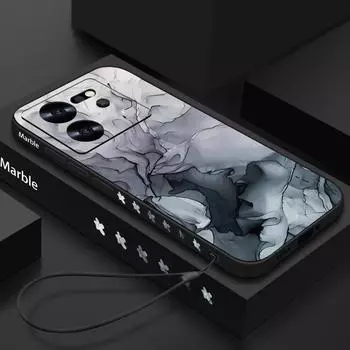 Красочный чехол с мраморным принтом для Xiaomi Redmi Note 12 11 10 13 Pro K70E K40, роскошный противоударный чехол из ТПУ с ремешком Xiaomi 13T / 13T Pro белый
