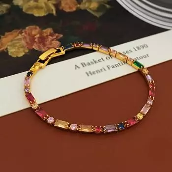 Красочный контрастный браслет из циркона с ретро и модным дизайном, модный браслет в стиле Instagram 17CM