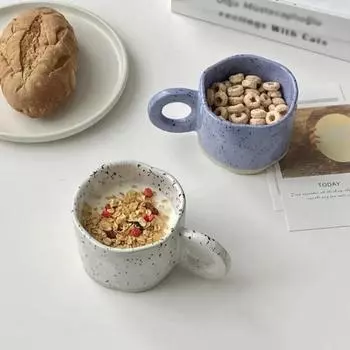 Креативная керамическая кружка с ручкой-кольцом в корейском стиле с неровными чернилами для кофе, офиса, дома, завтрака, чая, кружка с ручкой 250ML