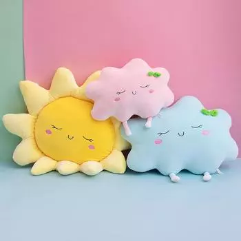 Креативная плюшевая подушка-облако «Солнце» clouds; 35cm синий