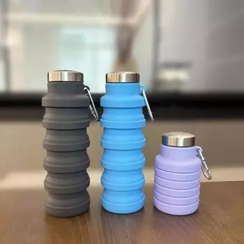 Креативная силиконовая складная бутылка для воды, спортивная портативная бутылка для верховой езды на открытом воздухе, маленькая емкость, силиконовая регулируемая чашка для детей 355ml1PCS