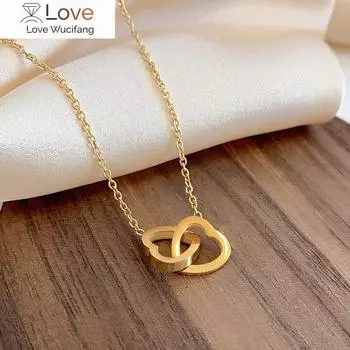 Креативное ожерелье из титановой стали с крестом Double Love для женщин и девушек, модное ожерелье с ключицей и цепочкой, ювелирные изделия
