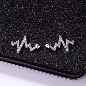 Креативные серьги-гвоздики Ecg Jump, серьги-сердечки из циркония, простые и модные серьги-молнии из циркония.