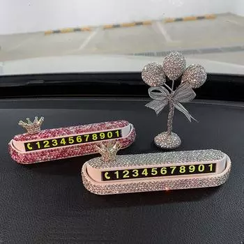 Креативные Стразы Корона Временная Карточка Парковки Автомобиля Тарелка Номер Телефона Карточка Номер Телефона Наклейки На Автомобиля Кристалл Цветок