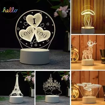 Креативный 3D USB светодиодный ночник, настольный светильник, декор для спальни, теплая лампа, подарки Eiffel Tower