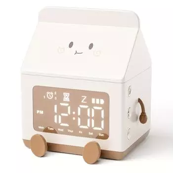 Креативный цифровой будильник Milk Box с дисплеем даты, мини-обратный отсчет, симпатичные электронные настольные часы для спальни коричневый