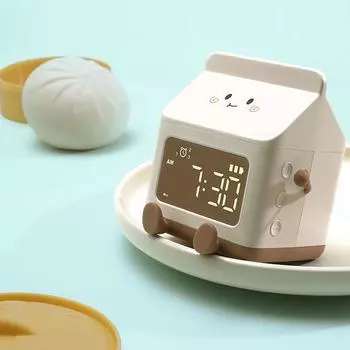 Креативный цифровой будильник Milk Box с дисплеем даты, мини-обратный отсчет, симпатичные электронные настольные часы для спальни