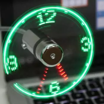 Креативный мини-вентилятор с питанием от USB, светодиодные часы, дисплей в реальном времени, летний охлаждающий неоновый вентилятор, USB-гаджеты серебряный