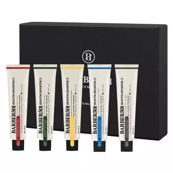 Крем для бритья Barber 501 Shaving Booster, красный 66 мл + желтый 66 мл + зеленый 66 мл + ледяная мята 66 мл + уголь 66 мл, набор, 1 набор