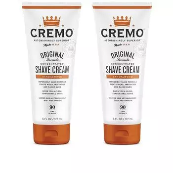 Крем для бритья Cremo Barber Grade, сандаловое дерево, 12 жидких унций Крем для бритья Cremo Original, сандаловое дерево, 177 мл, 2 упаковки