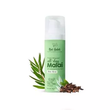 Крем для лица Nat Habit Fresh Whipped, терпен с гвоздикой и чайным деревом + увлажняющий крем для лица All Day Face Malai против акне и увлажнения лица (30 г, Упаковка 1 шт.)